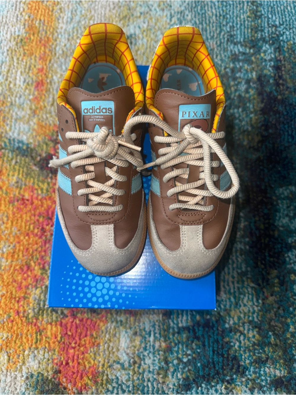 adidas x Pixar sambas Kids Brown & Blue Casual Sneakers size 3Y